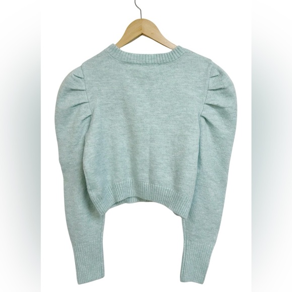 Wild Fable Puff Sleeve Crewneck Pullover Sweater Light Blue Size M NWT - Picture 7 of 8